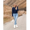 Zeagoo Women’s 2026 Fall Crewneck Cropped Sweaters Long Sleeve Knit Tops(Navy Blue)