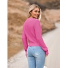 Zeagoo Women’s 2026 Fall Crewneck Cropped Sweaters Long Sleeve Knit Tops(Pink)