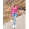 Zeagoo Women’s 2026 Fall Crewneck Cropped Sweaters Long Sleeve Knit Tops(Pink)