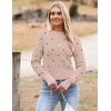 Zeagoo Women’s 2026 Fall Crewneck Cropped Sweaters Long Sleeve Knit Tops(Polka Dot Khaki)