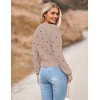 Zeagoo Women’s 2026 Fall Crewneck Cropped Sweaters Long Sleeve Knit Tops(Polka Dot Khaki)