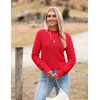 Zeagoo Women’s 2026 Fall Crewneck Cropped Sweaters Long Sleeve Knit Tops(Red)