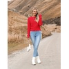 Zeagoo Women’s 2026 Fall Crewneck Cropped Sweaters Long Sleeve Knit Tops(Red)