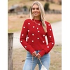 Zeagoo Women’s 2026 Fall Crewneck Cropped Sweaters Long Sleeve Knit Tops(Red White Heart)
