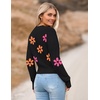 Zeagoo Women’s 2026 Fall Crewneck Cropped Sweaters Long Sleeve Knit Tops(Z-black-flower)