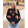 Zeagoo Women’s 2026 Fall Crewneck Cropped Sweaters Long Sleeve Knit Tops(Z-black-flower)
