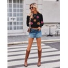 Zeagoo Women’s 2026 Fall Crewneck Cropped Sweaters Long Sleeve Knit Tops(Z-black-flower)