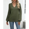 Zeagoo Womens 2026 Fall Sweaters Casual Long Sleeve V Neck Loose Lightweight Crochet Knit Pullover Sweater Tops(Army Green)