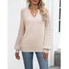Zeagoo Womens 2026 Fall Sweaters Casual Long Sleeve V Neck Loose Lightweight Crochet Knit Pullover Sweater Tops(Beige)