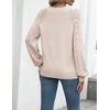 Zeagoo Womens 2026 Fall Sweaters Casual Long Sleeve V Neck Loose Lightweight Crochet Knit Pullover Sweater Tops(Beige)