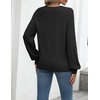 Zeagoo Womens 2026 Fall Sweaters Casual Long Sleeve V Neck Loose Lightweight Crochet Knit Pullover Sweater Tops(Black)