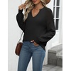 Zeagoo Womens 2026 Fall Sweaters Casual Long Sleeve V Neck Loose Lightweight Crochet Knit Pullover Sweater Tops(Black)