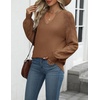 Zeagoo Womens 2026 Fall Sweaters Casual Long Sleeve V Neck Loose Lightweight Crochet Knit Pullover Sweater Tops(Coffee)