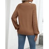 Zeagoo Womens 2026 Fall Sweaters Casual Long Sleeve V Neck Loose Lightweight Crochet Knit Pullover Sweater Tops(Coffee)