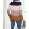 Zeagoo Womens 2026 Fall Sweaters Casual Long Sleeve V Neck Loose Lightweight Crochet Knit Pullover Sweater Tops(Colorblock Tw638)