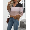 Zeagoo Womens 2026 Fall Sweaters Casual Long Sleeve V Neck Loose Lightweight Crochet Knit Pullover Sweater Tops(Colorblock Tw638)