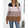 Zeagoo Womens 2026 Fall Sweaters Casual Long Sleeve V Neck Loose Lightweight Crochet Knit Pullover Sweater Tops(Colorblock Tw638)