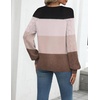 Zeagoo Womens 2026 Fall Sweaters Casual Long Sleeve V Neck Loose Lightweight Crochet Knit Pullover Sweater Tops(Colorblock Tz191)