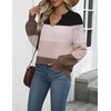 Zeagoo Womens 2026 Fall Sweaters Casual Long Sleeve V Neck Loose Lightweight Crochet Knit Pullover Sweater Tops(Colorblock Tz191)