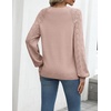 Zeagoo Womens 2026 Fall Sweaters Casual Long Sleeve V Neck Loose Lightweight Crochet Knit Pullover Sweater Tops(Khaki)