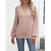 Zeagoo Womens 2026 Fall Sweaters Casual Long Sleeve V Neck Loose Lightweight Crochet Knit Pullover Sweater Tops(Khaki)