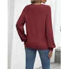 Zeagoo Womens 2026 Fall Sweaters Casual Long Sleeve V Neck Loose Lightweight Crochet Knit Pullover Sweater Tops(Wine Red)