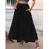 Zeagoo Womens Casual Maxi Skirts for Women 2026 High Waist Boho Skirts Floral Printed Long Flowy Skirt with Pockets(Black)