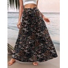 Zeagoo Womens Casual Maxi Skirts for Women 2026 High Waist Boho Skirts Floral Printed Long Flowy Skirt with Pockets(Black Floral-printed)