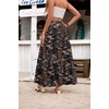 Zeagoo Womens Casual Maxi Skirts for Women 2026 High Waist Boho Skirts Floral Printed Long Flowy Skirt with Pockets(Black Floral-printed)