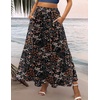 Zeagoo Womens Casual Maxi Skirts for Women 2026 High Waist Boho Skirts Floral Printed Long Flowy Skirt with Pockets(Black Floral-printed)