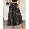 Zeagoo Womens Casual Maxi Skirts for Women 2026 High Waist Boho Skirts Floral Printed Long Flowy Skirt with Pockets(Black Floral-printed)