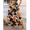 Zeagoo Womens Casual Maxi Skirts for Women 2026 High Waist Boho Skirts Floral Printed Long Flowy Skirt with Pockets(Black-floral-printed)