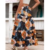 Zeagoo Womens Casual Maxi Skirts for Women 2026 High Waist Boho Skirts Floral Printed Long Flowy Skirt with Pockets(Black-floral-printed)
