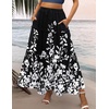 Zeagoo Womens Casual Maxi Skirts for Women 2026 High Waist Boho Skirts Floral Printed Long Flowy Skirt with Pockets(Blck-printed)