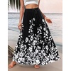 Zeagoo Womens Casual Maxi Skirts for Women 2026 High Waist Boho Skirts Floral Printed Long Flowy Skirt with Pockets(Blck-printed)