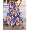 Zeagoo Womens Casual Maxi Skirts for Women 2026 High Waist Boho Skirts Floral Printed Long Flowy Skirt with Pockets(Blue Floral)