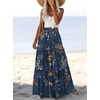 Zeagoo Womens Casual Maxi Skirts for Women 2026 High Waist Boho Skirts Floral Printed Long Flowy Skirt with Pockets(Blue Floral Printed)