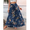 Zeagoo Womens Casual Maxi Skirts for Women 2026 High Waist Boho Skirts Floral Printed Long Flowy Skirt with Pockets(Blue Floral Printed)