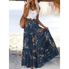 Zeagoo Womens Casual Maxi Skirts for Women 2026 High Waist Boho Skirts Floral Printed Long Flowy Skirt with Pockets(Blue Floral Printed)