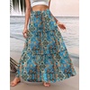Zeagoo Womens Casual Maxi Skirts for Women 2026 High Waist Boho Skirts Floral Printed Long Flowy Skirt with Pockets(Boho-printed-02)