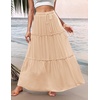 Zeagoo Womens Casual Maxi Skirts for Women 2026 High Waist Boho Skirts Floral Printed Long Flowy Skirt with Pockets(Cracker Khaki)