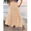 Zeagoo Womens Casual Maxi Skirts for Women 2026 High Waist Boho Skirts Floral Printed Long Flowy Skirt with Pockets(Cracker Khaki)