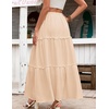 Zeagoo Womens Casual Maxi Skirts for Women 2026 High Waist Boho Skirts Floral Printed Long Flowy Skirt with Pockets(Cracker Khaki)