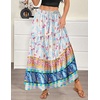 Zeagoo Womens Casual Maxi Skirts for Women 2026 High Waist Boho Skirts Floral Printed Long Flowy Skirt with Pockets(Floral-printed-03)