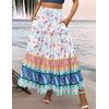 Zeagoo Womens Casual Maxi Skirts for Women 2026 High Waist Boho Skirts Floral Printed Long Flowy Skirt with Pockets(Floral-printed-03)