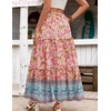 Zeagoo Womens Casual Maxi Skirts for Women 2026 High Waist Boho Skirts Floral Printed Long Flowy Skirt with Pockets(Floral-printed-05)
