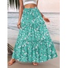 Zeagoo Womens Casual Maxi Skirts for Women 2026 High Waist Boho Skirts Floral Printed Long Flowy Skirt with Pockets(Green-floral-printed)