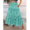 Zeagoo Womens Casual Maxi Skirts for Women 2026 High Waist Boho Skirts Floral Printed Long Flowy Skirt with Pockets(Green-floral-printed)