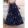Zeagoo Womens Casual Maxi Skirts for Women 2026 High Waist Boho Skirts Floral Printed Long Flowy Skirt with Pockets(Navy Blue Floral)
