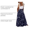 Zeagoo Womens Casual Maxi Skirts for Women 2026 High Waist Boho Skirts Floral Printed Long Flowy Skirt with Pockets(Navy Blue Floral)